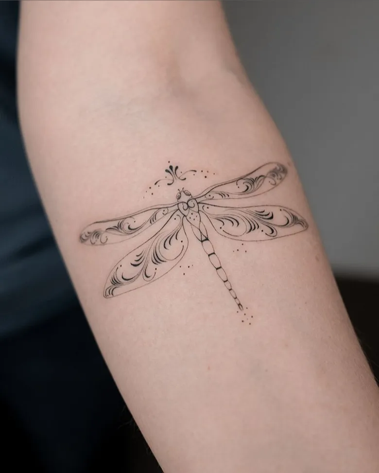 Dragonfly Tattoo with Elegant Wing Details