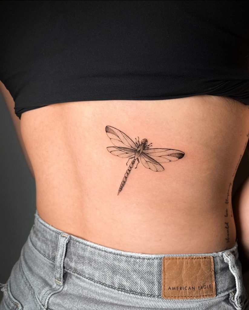 Minimal Dragonfly Tattoo with Soft Detail