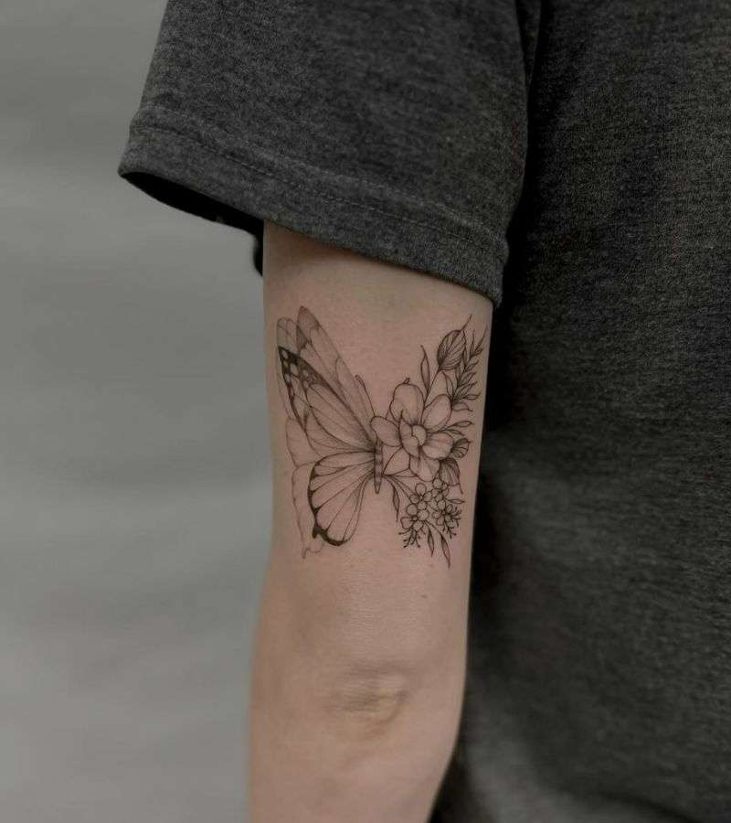 half-butterfly-half-flower-tattoo