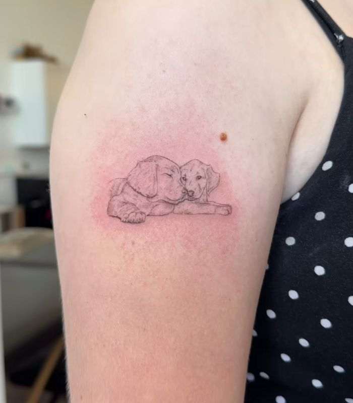 minimalistic-two-dogs-tattoo