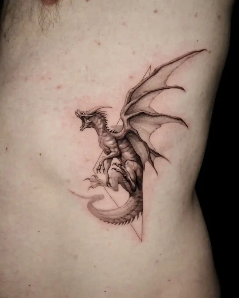 Fierce Dragon Tattoo for Ribs