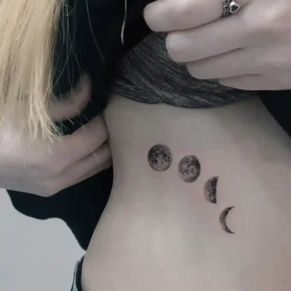 Moon Phases Tattoo for Side Ribs