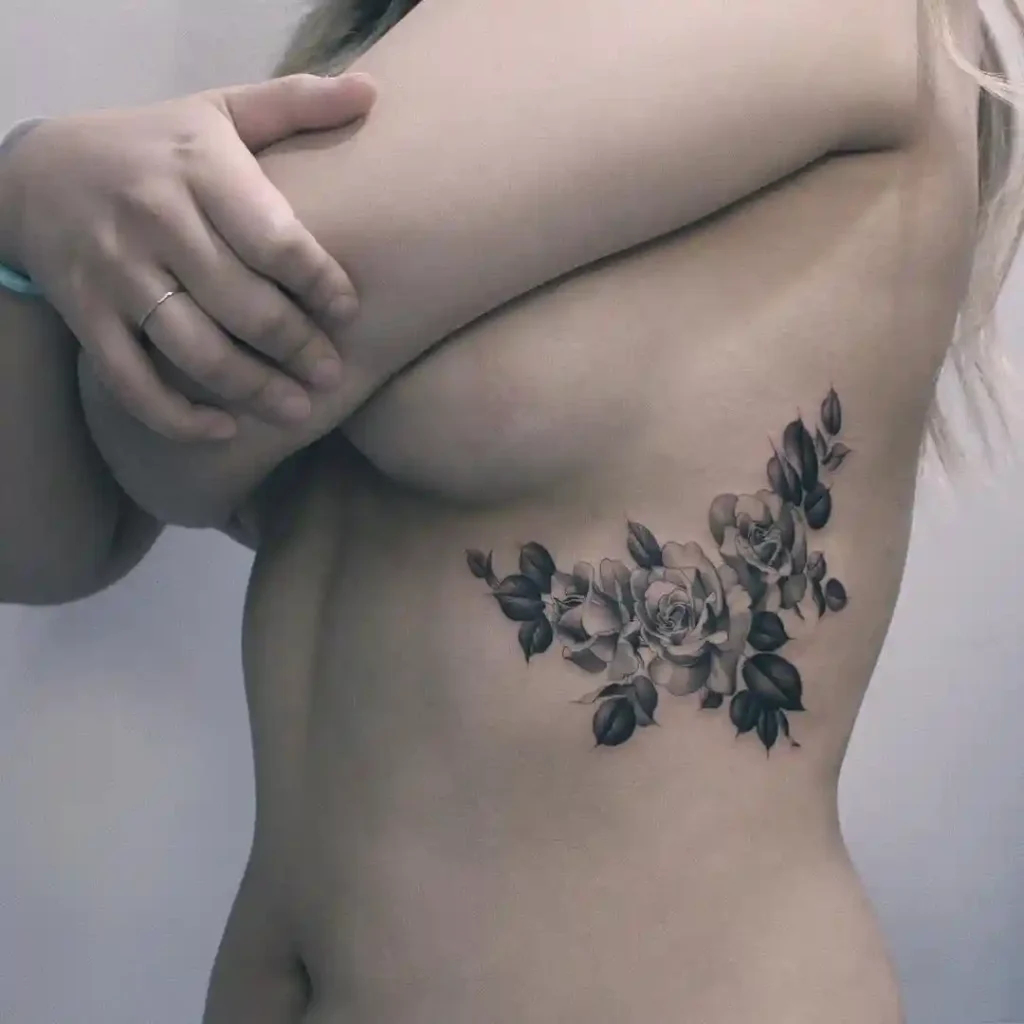 Floral Rose Side Tattoo