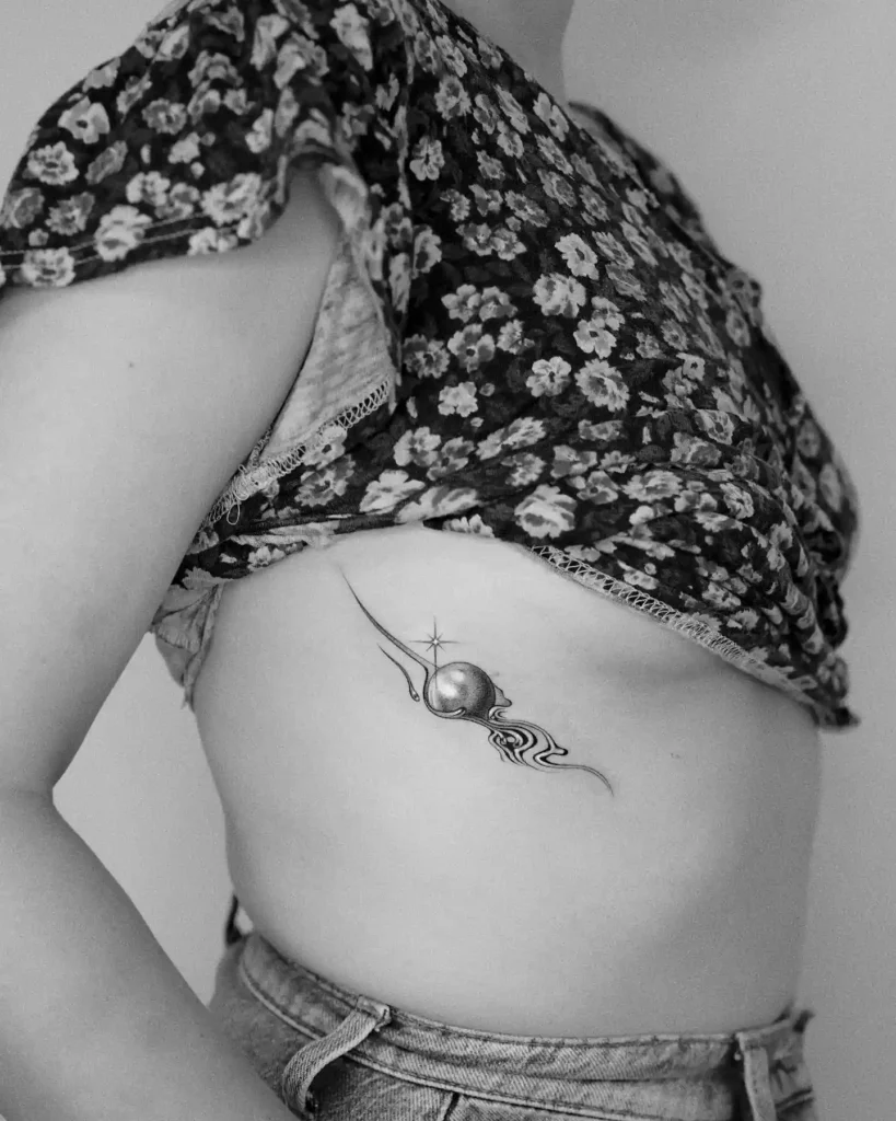 Abstract Mystical Celestial Rib Cage Tattoo