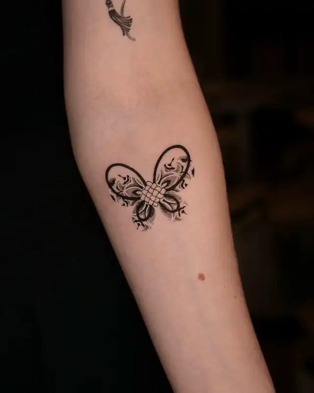 Oriental Patterned Butterfly Tattoo