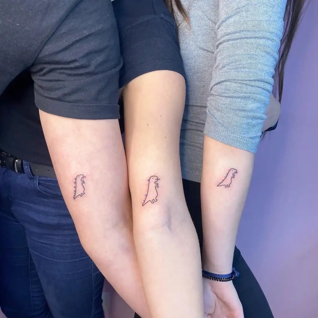 Matching Minimal Dino Trio Tattoos