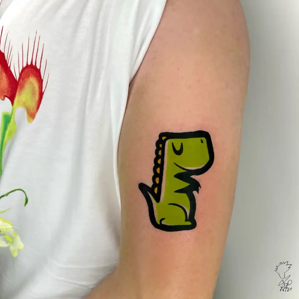 Cute Cartoon Dinosaur Tattoo