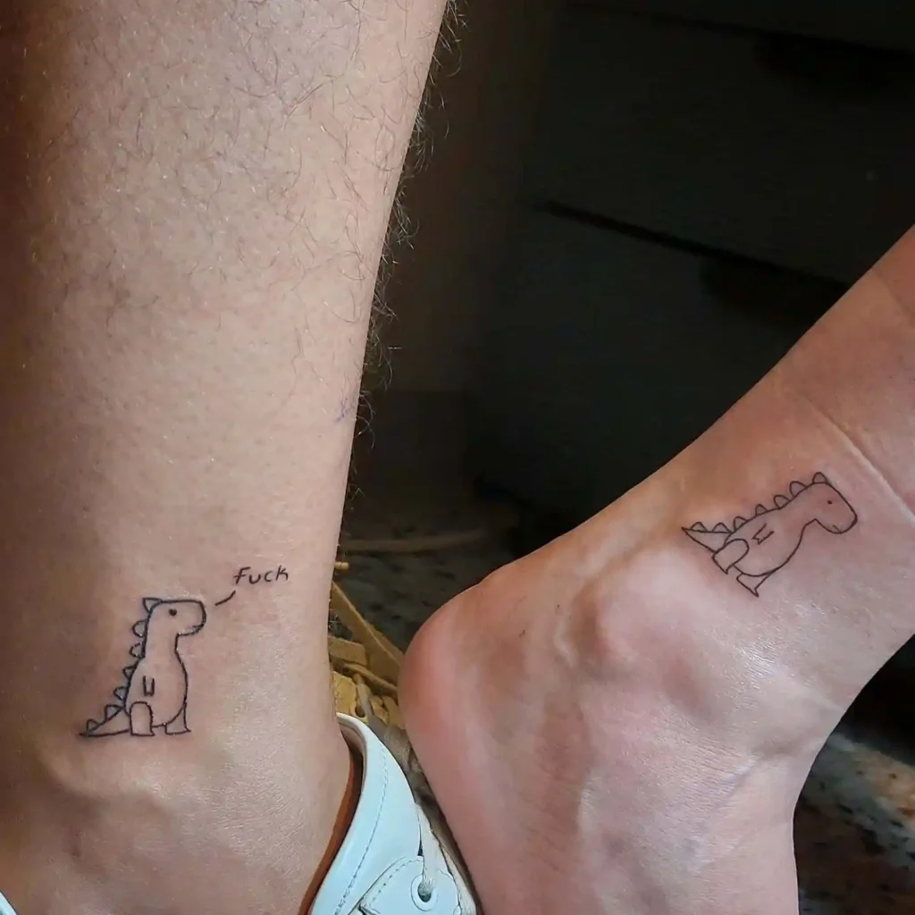 Matching Mini Dino Tattoos for Two