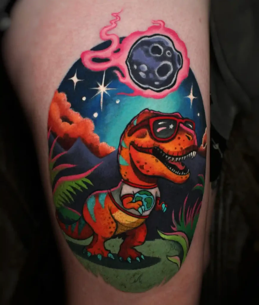 Cosmic Cool T-Rex Tattoo