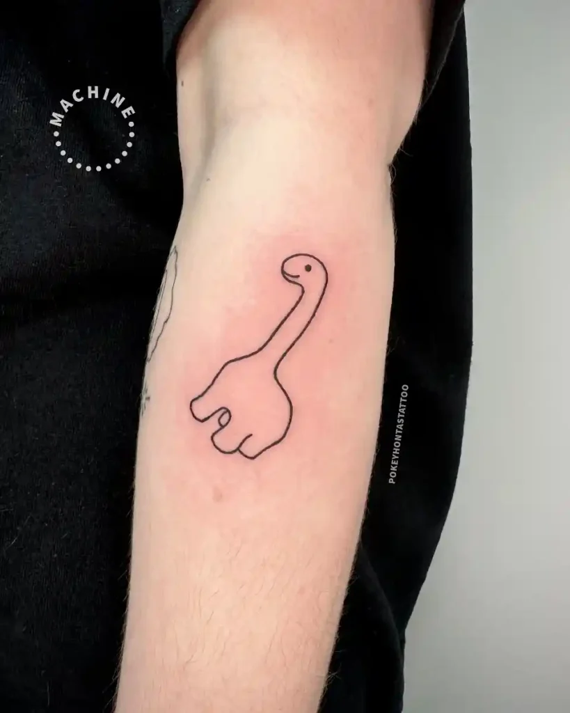 Minimalist Dino Line Art Tattoo