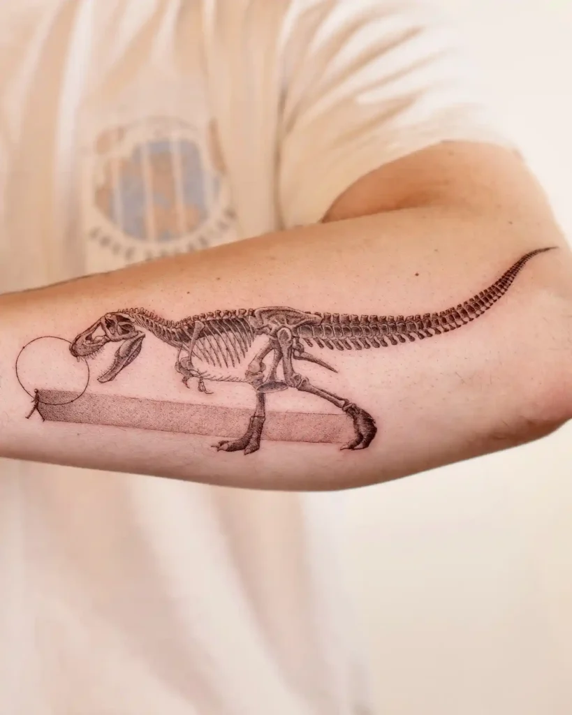 T-Rex Skeleton with a Twist Tattoo