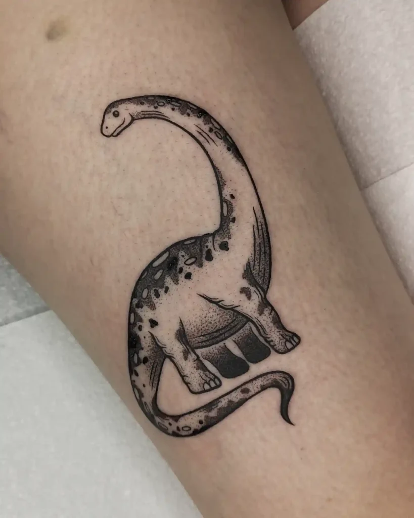 Realistic Brontosaurus Arm Tattoo