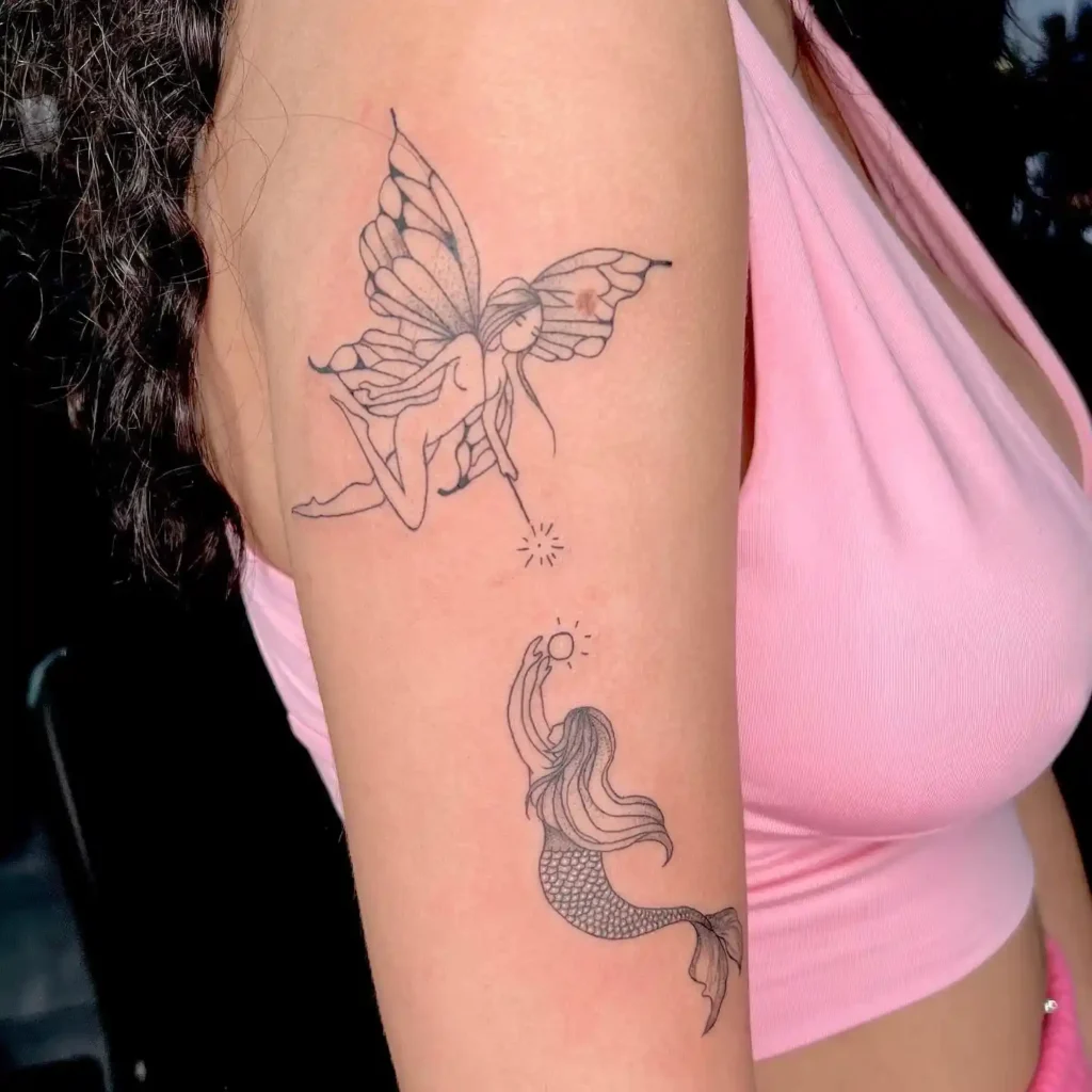 Classic Fairy Tattoo with Mermaid Accent