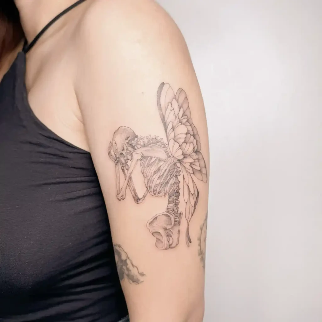 Grieving Fairy Skeleton Tattoo