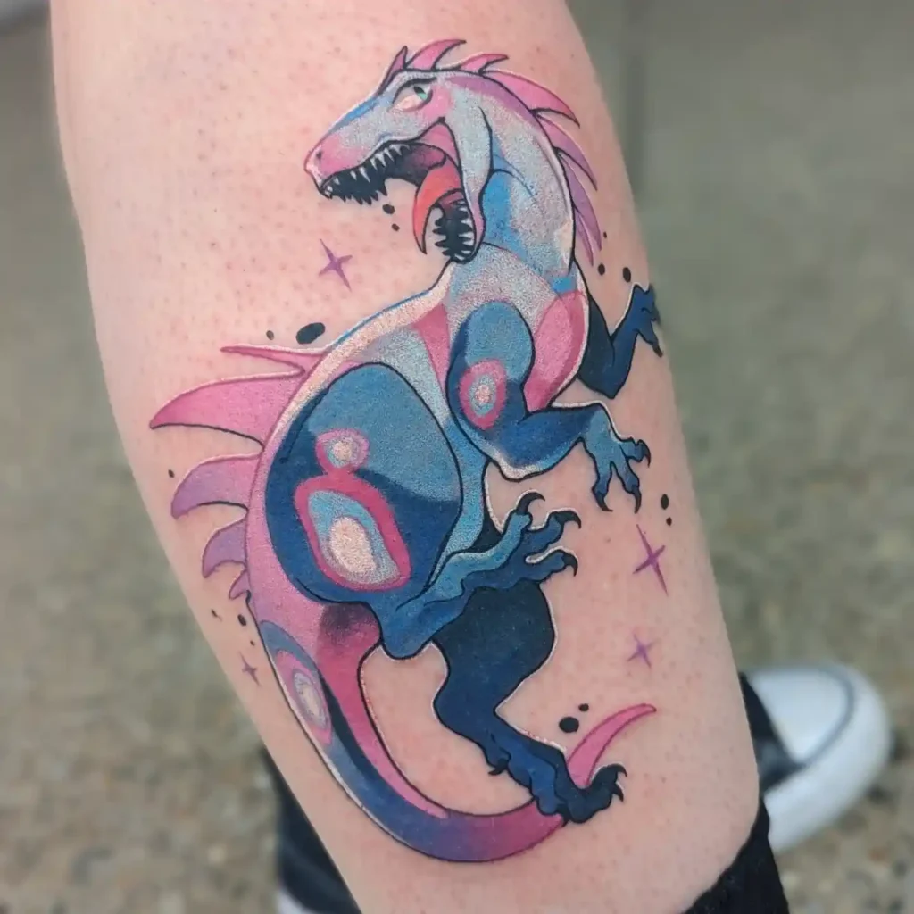 Vibrant Galaxy Raptor Tattoo