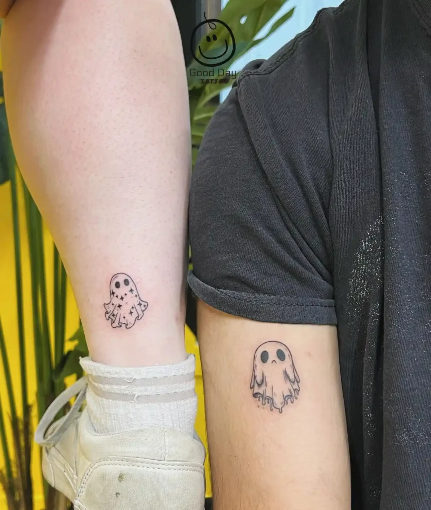 Matching Cute Ghost Halloween Tattoo