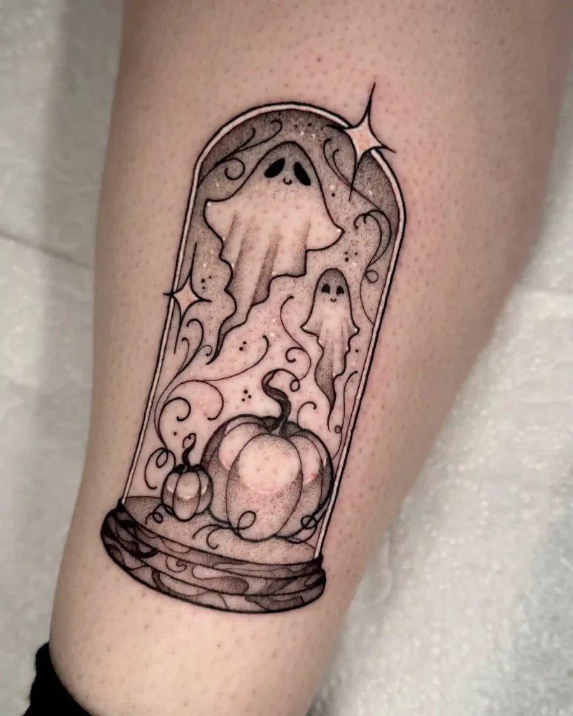 Flying Ghost Snow Globe Tattoo