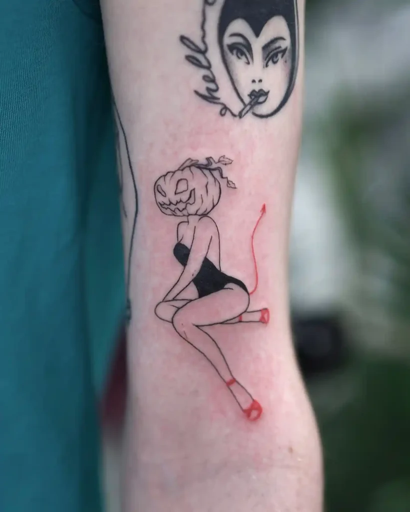 Pin-Up Pumpkin Girl Tattoo