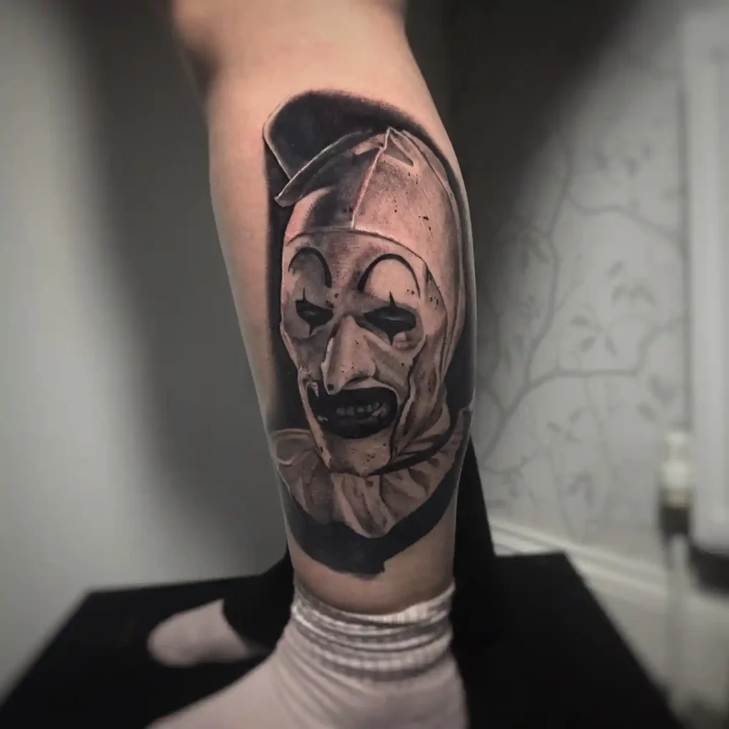 Scary Realistic Clown from 'Terrifier' Tattoo