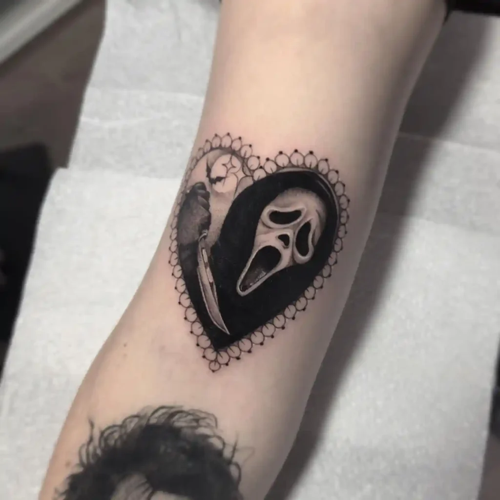 Ghostface in a Heart Tattoo