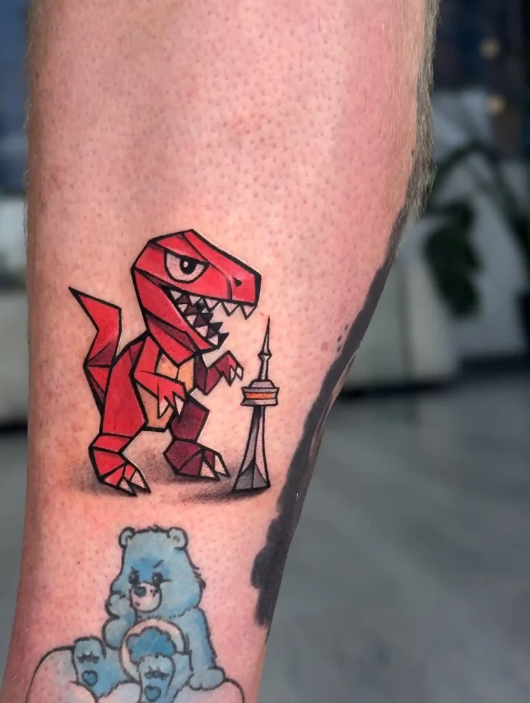 Origami Raptors Mascot on Calf