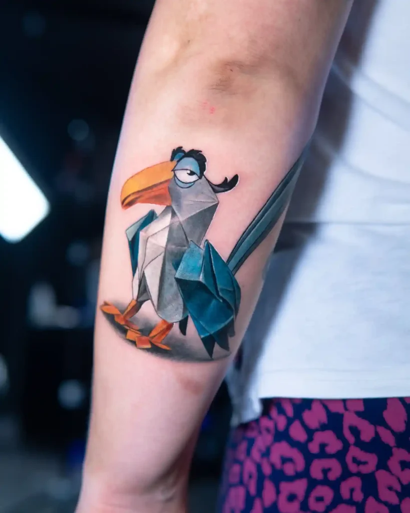 Origami Disney's Zazu Tattoo on Inner Arm