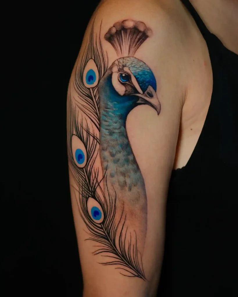 Majestic Peacock Portrait Tattoo