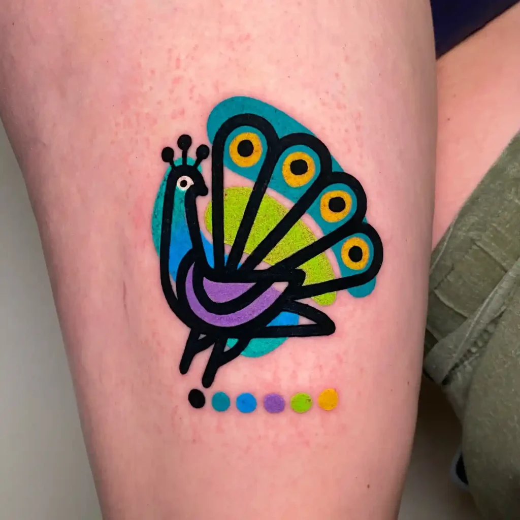 Vibrant Abstract Peacock Tattoo