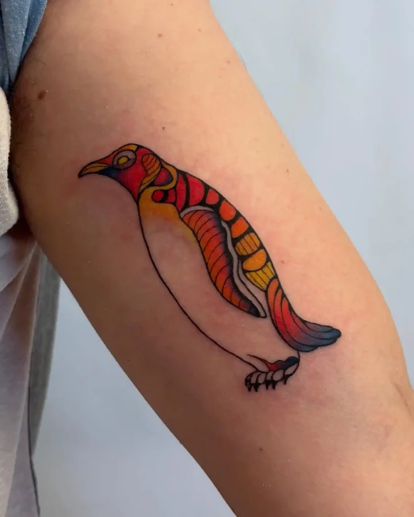 Stained-Glass Penguin Tattoo