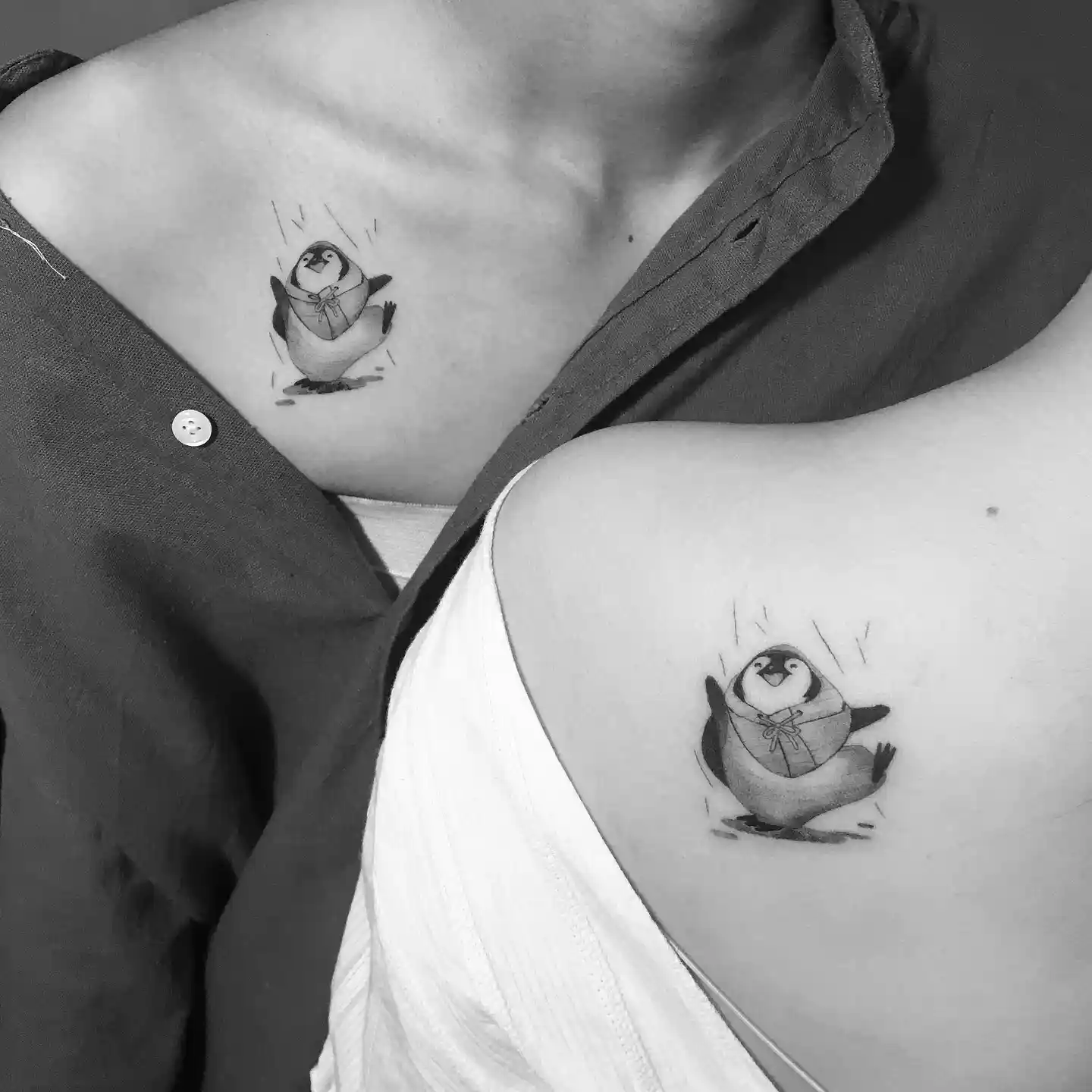 Joyful Matching Penguin Tattoo