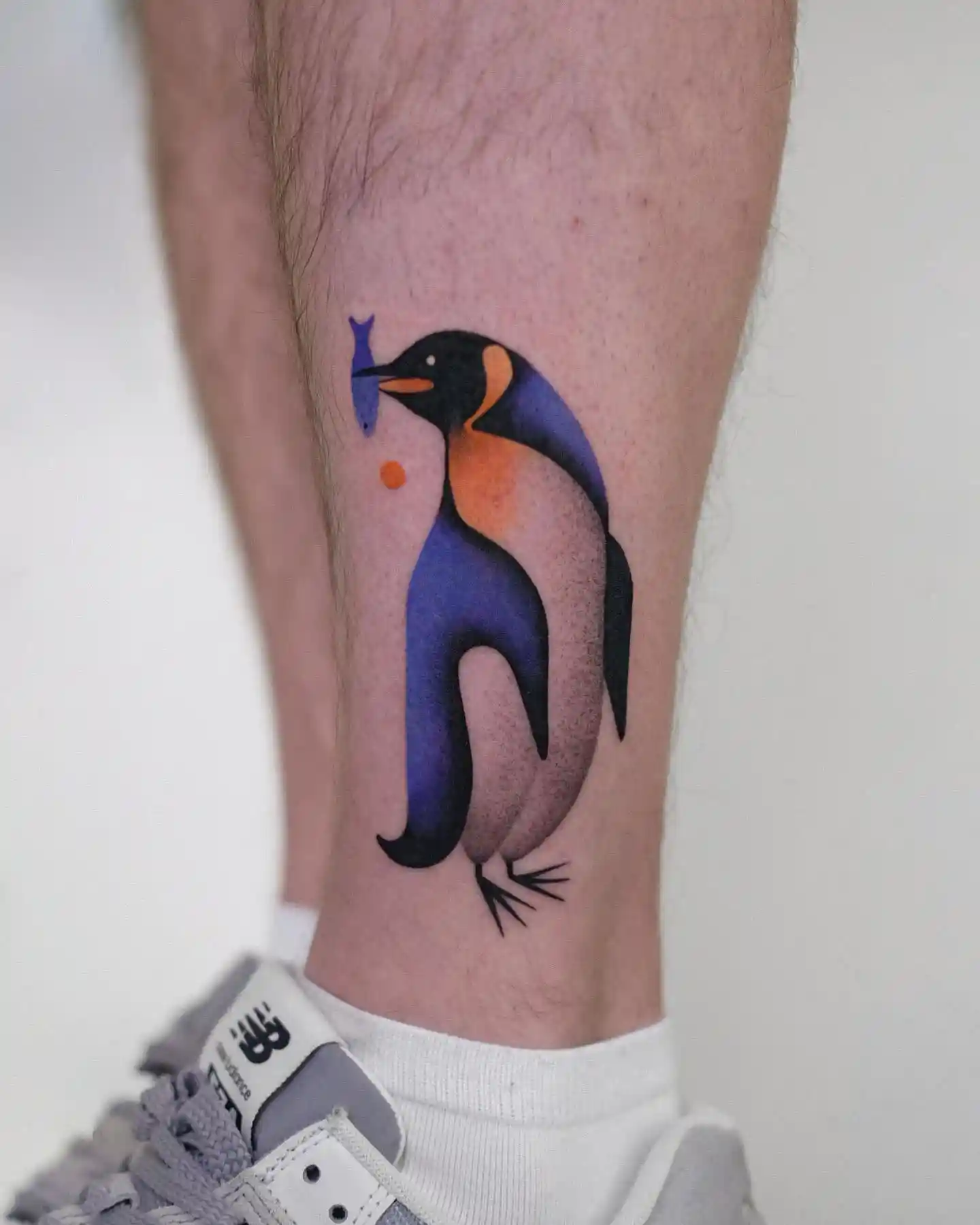 Stylized Modern Art Penguin Tattoo