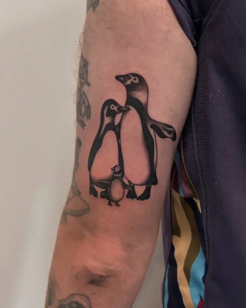 Loving Penguin Family Tattoo