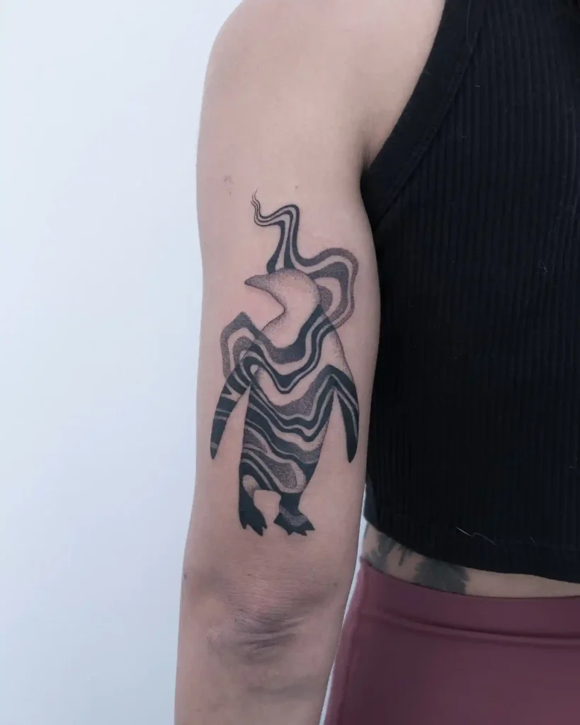 Abstract Psychedelic Penguin Tattoo