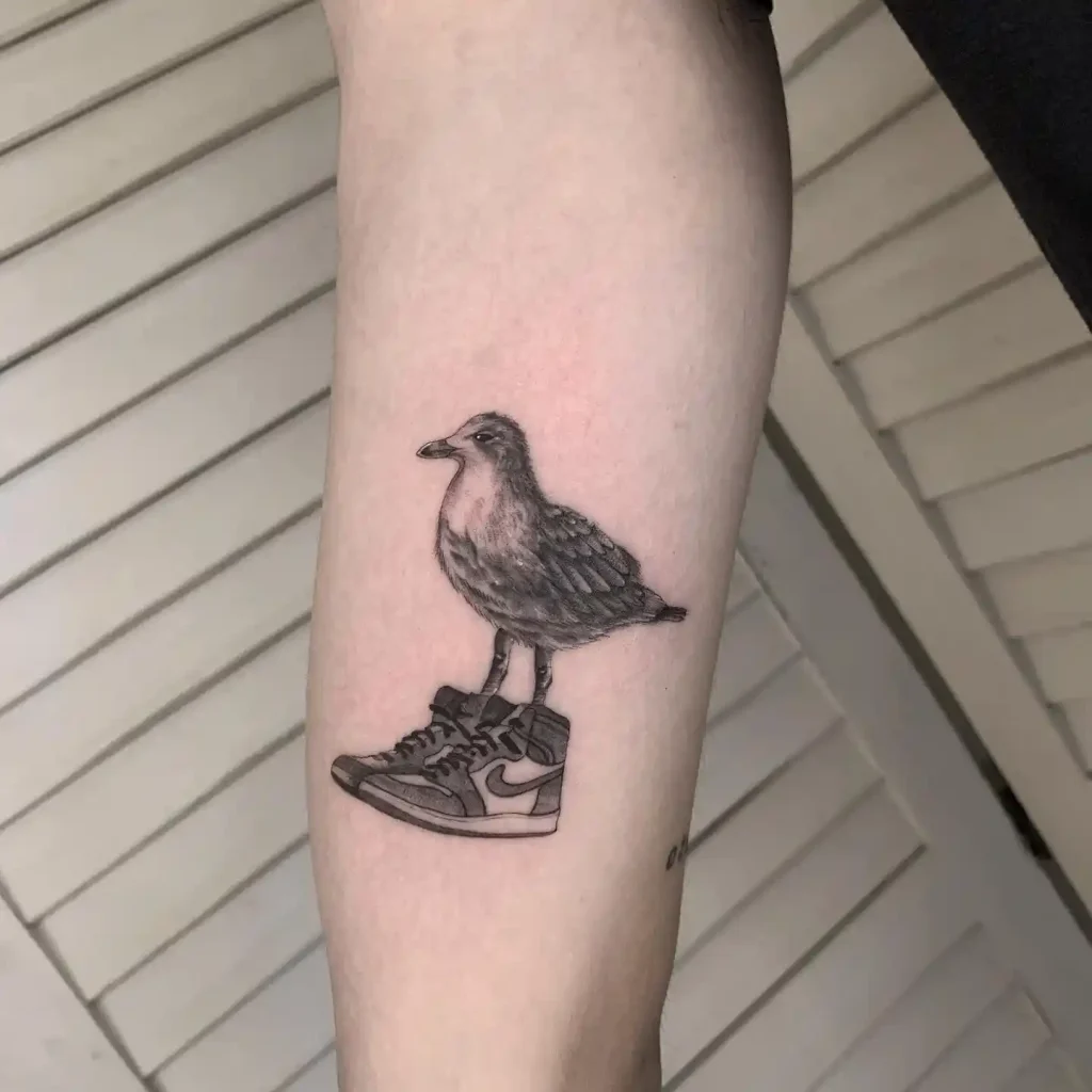 Seagull With Nike Sneakers
