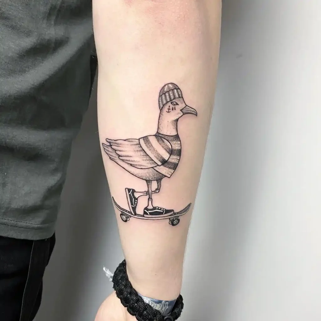 Skater Seagull Tattoo