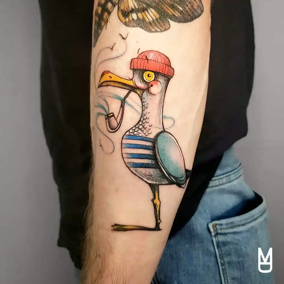 French Sailor Seagull Tattoo
