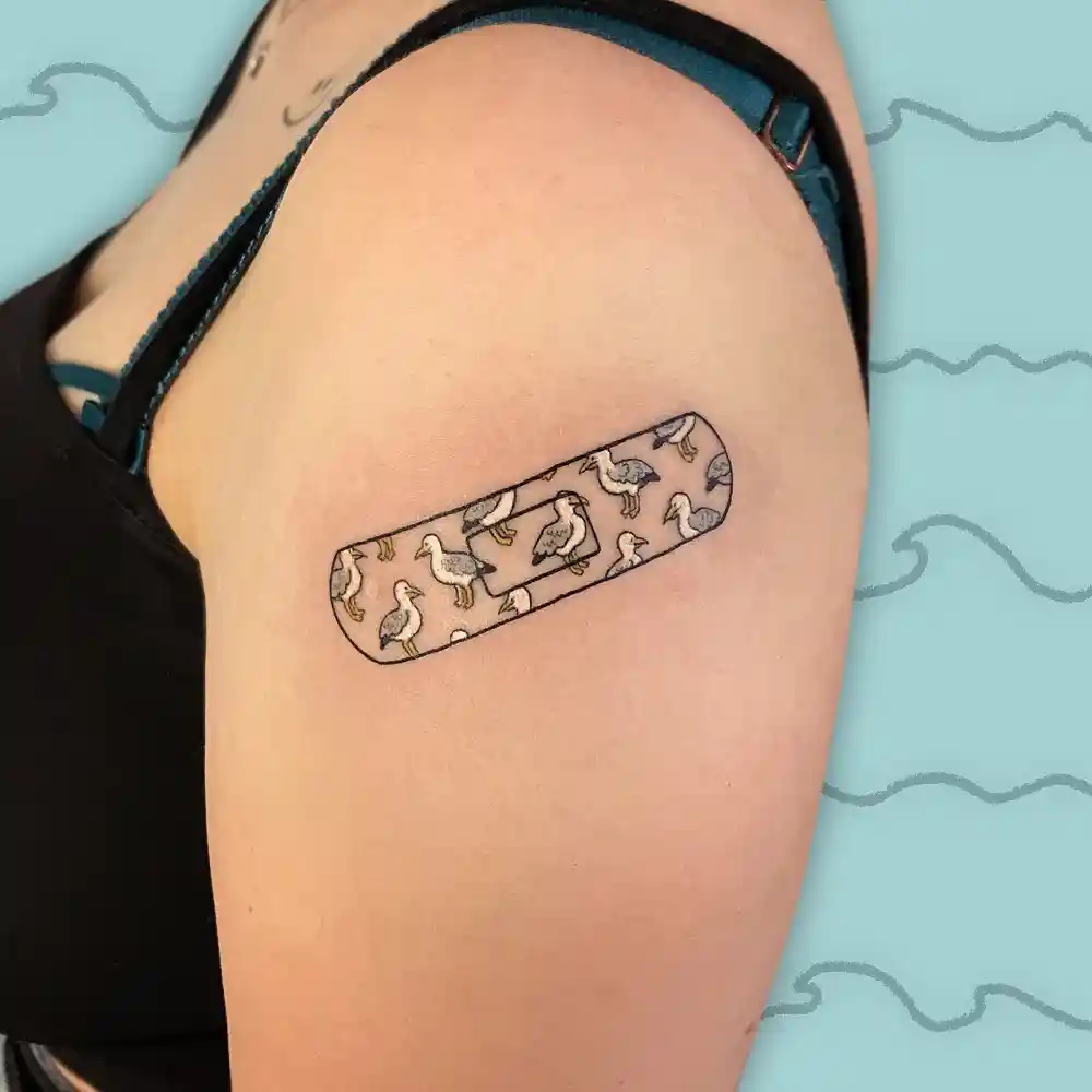 Seagull Band-Aid Tattoo