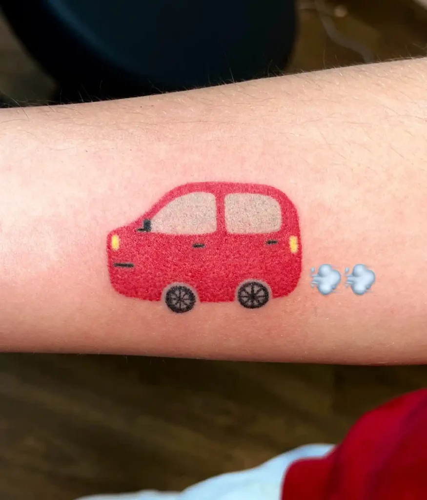 Cartoonish Red Little Car Tattoo