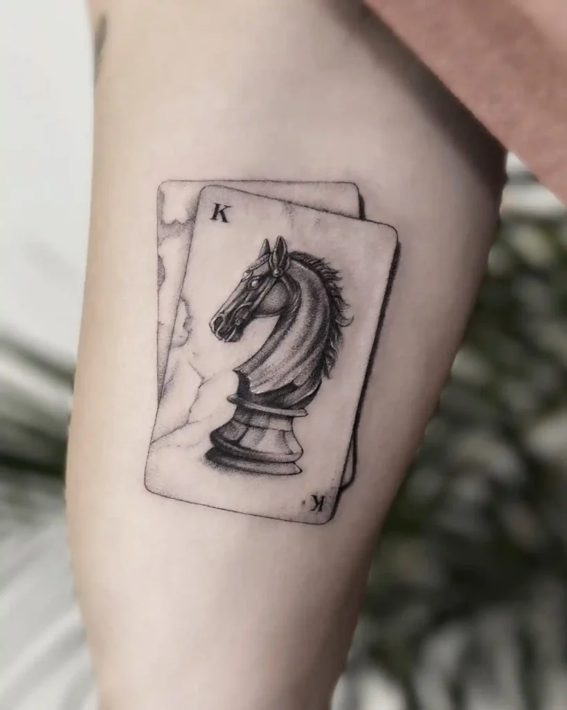 Knight on a King Playing Card Tattoo
