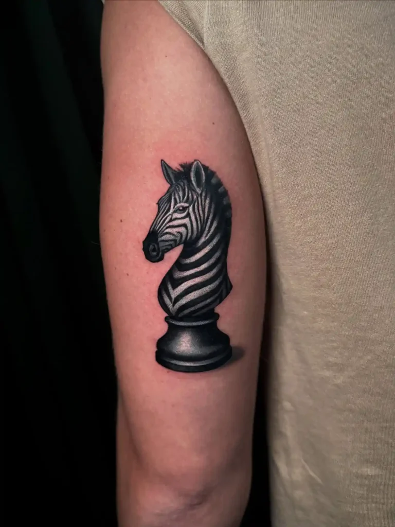 Blended Zebra-Knight Tattoo on Bicep