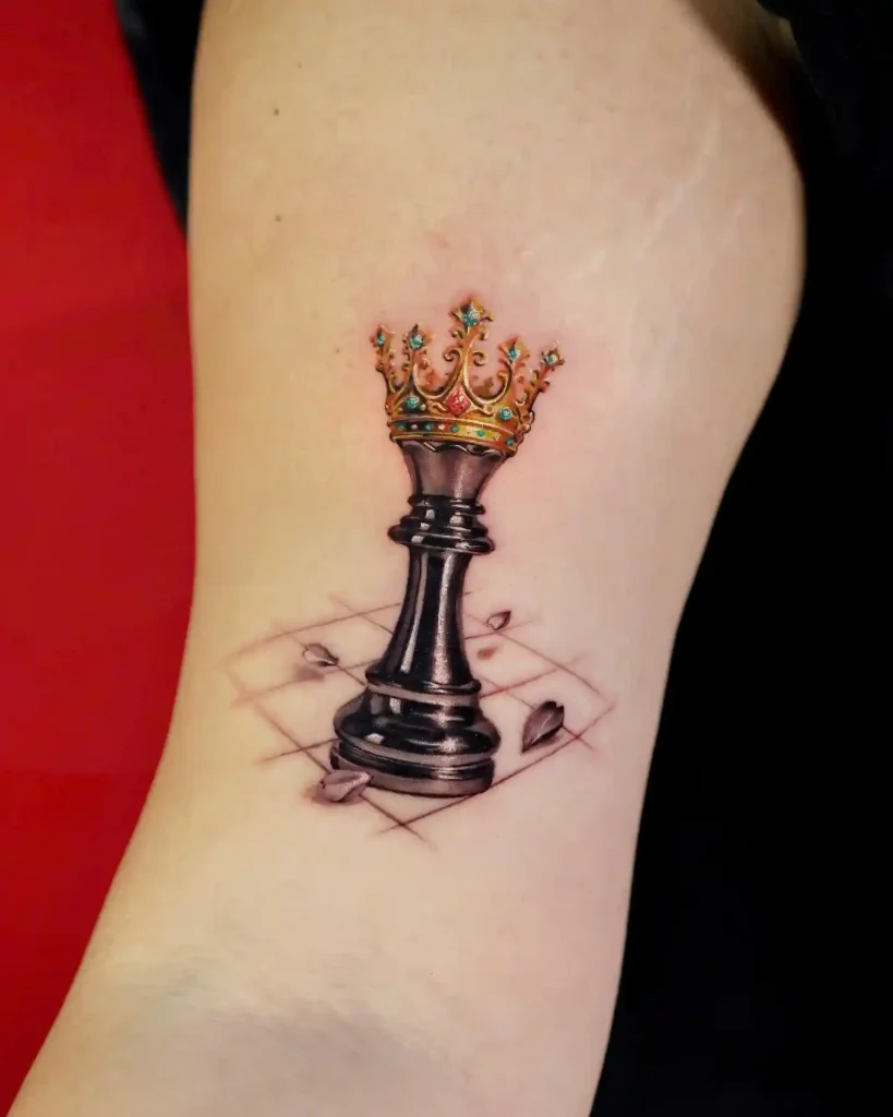 Crowned Queen on a Chessboard