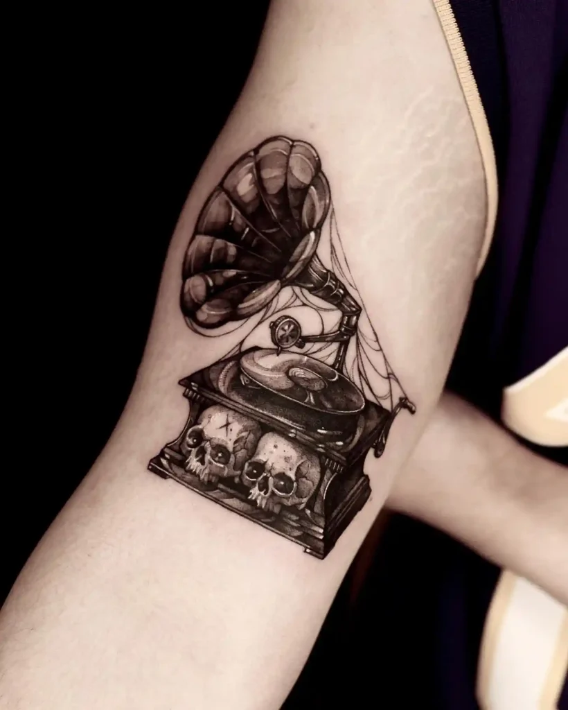 Macabric Gramophone Tattoo