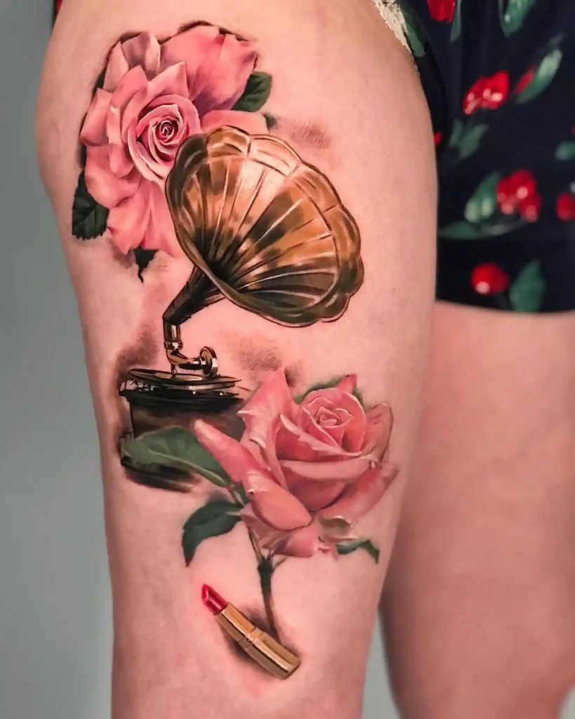Romantic & Shiny Gramophone Tattoo