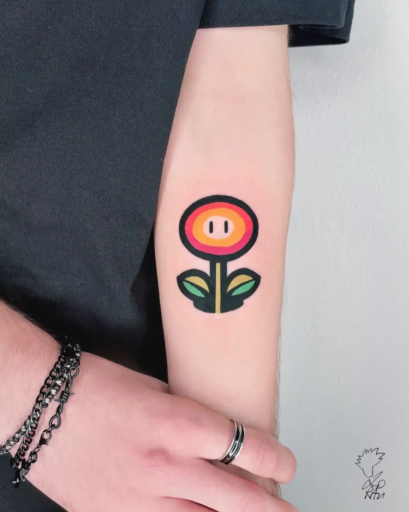 Minimalist Fire Flower Tattoo