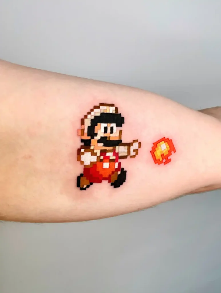 Pixelated Fire Mario on Inner Arm
