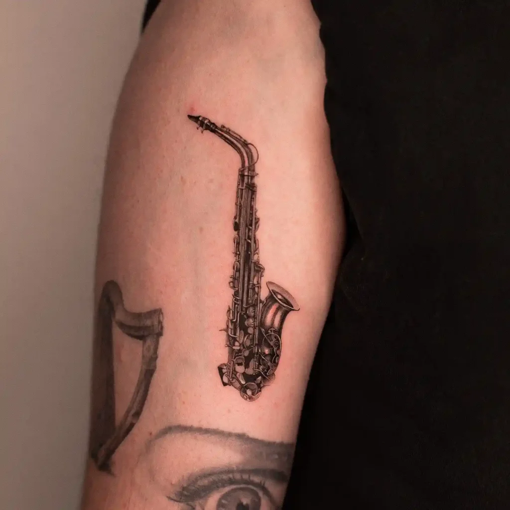 Realistic Saxophone Tattoo