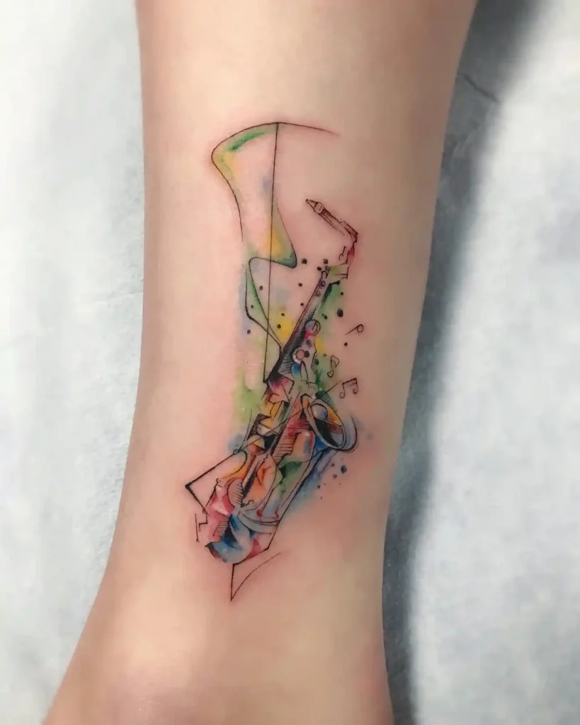 Watercolor Abstract Saxophone on Ankle