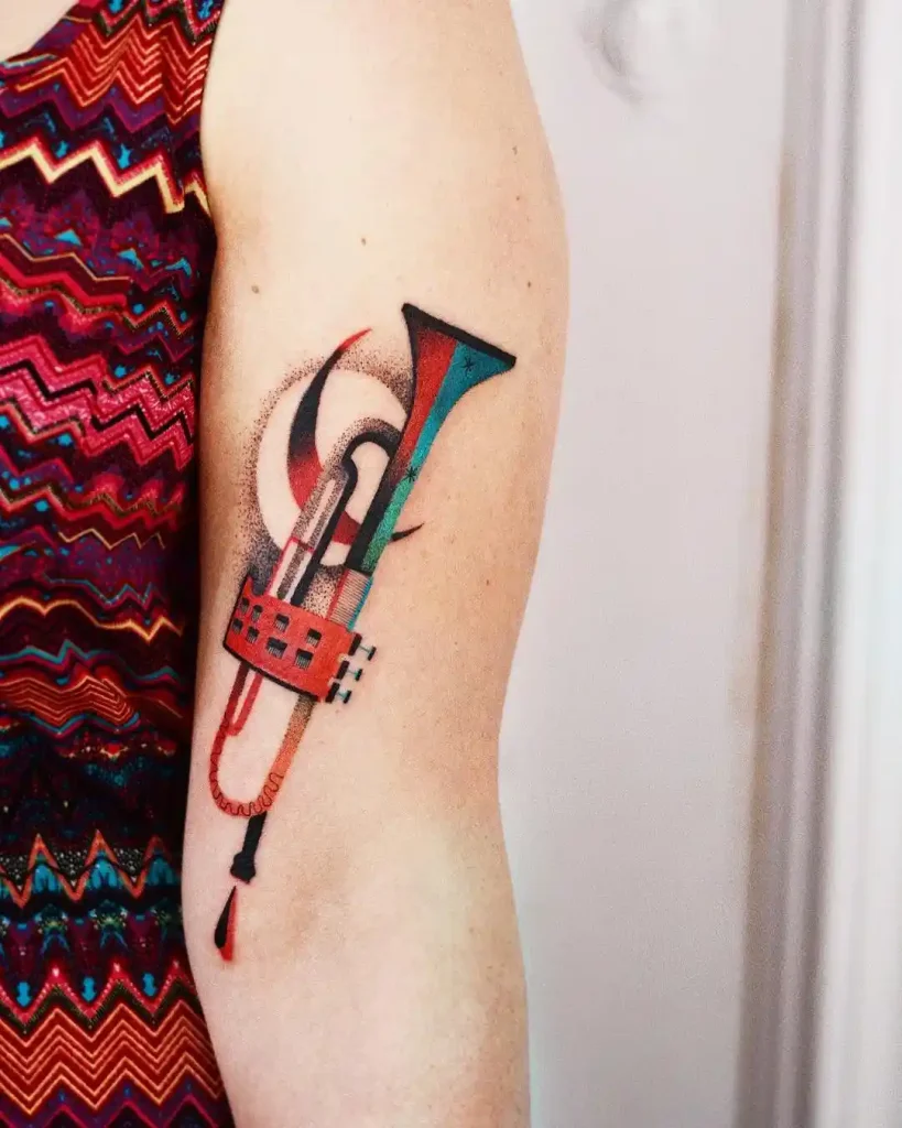 Abstract Colorful Trumpet Tattoo
