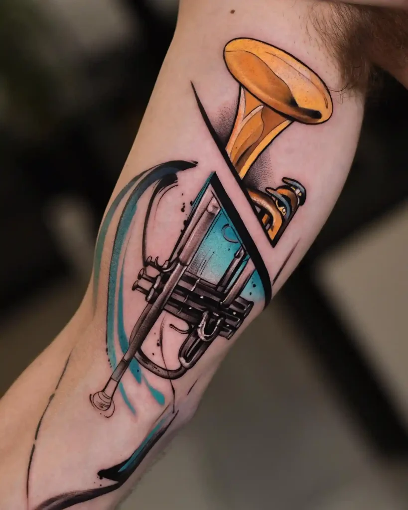 Abstract Deconstructed Trumpet Tattoo