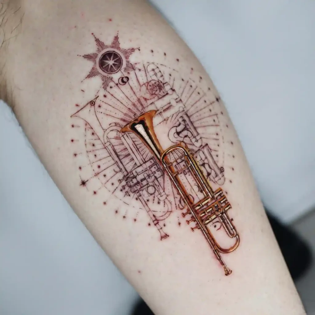 Celestial and Schematic Trumpet Tattoo